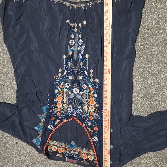 Johnny Was Grey Embroidered Tunic Blouse Sheer Gypsy Bohemian Hippie Size L - Picture 14 of 14